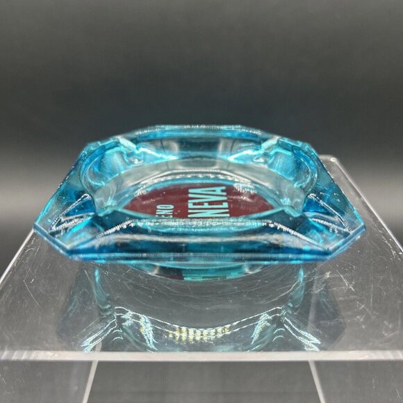 Hazel Atlas Capri Blue 3 3/4” Square Advertising Ashtray Reno Cal-Neva - Picture 4 of 5